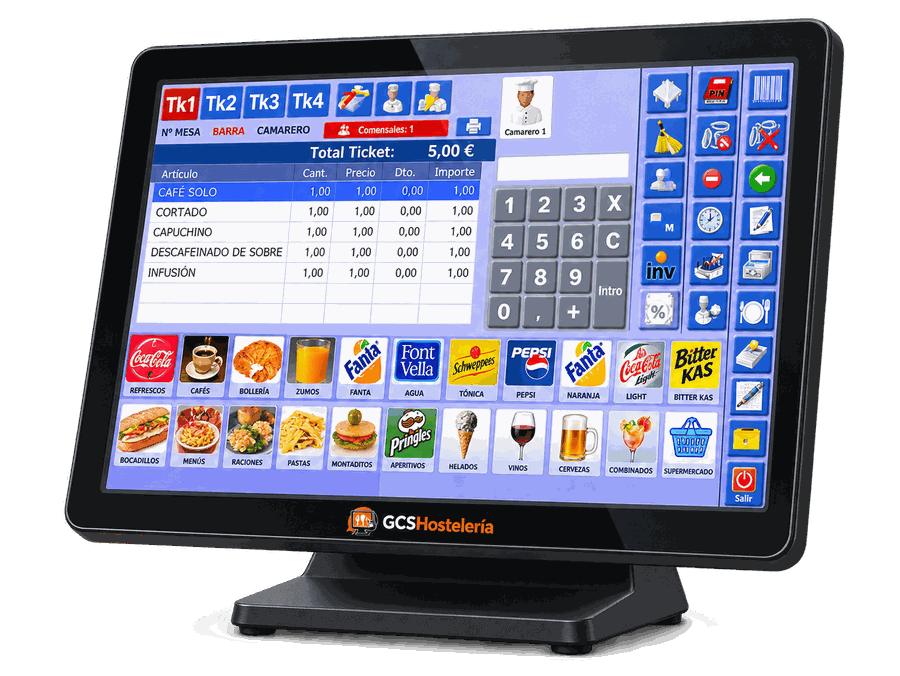 TPV tactil con el programa GCS Hosteleria